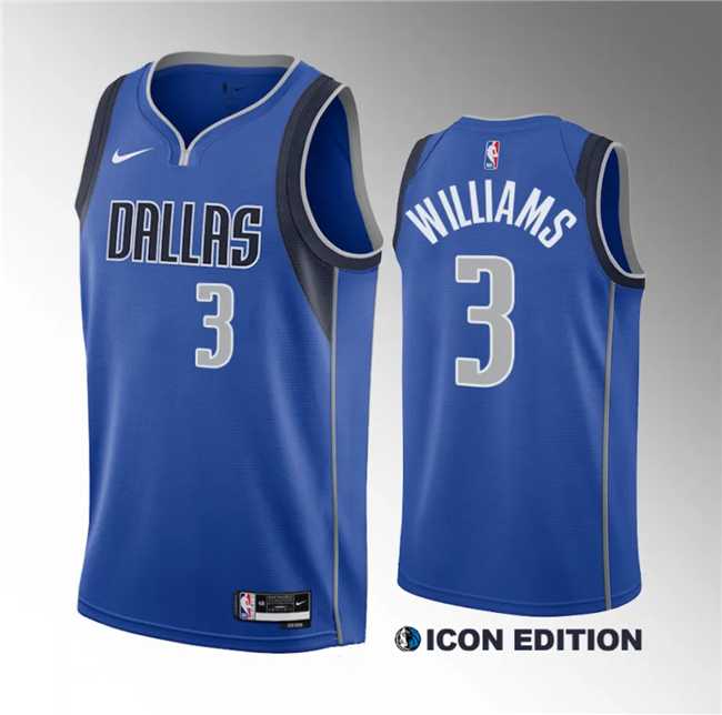 Men%27s Dallas Mavericks #3 Grant Williams Blue Icon Edition Stitched Basketball Jersey Dzhi